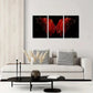 3pcs Black and Red Angel Wing Metal Print Ready to Hang Art