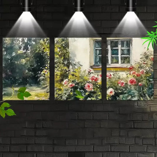 3pcs  Retro Beautiful Garden with Floral Painting Wall Art Set Canvas Framed 40x60cm - High Quality Print 100% Australian Made Wall Canvas Ready to Hang