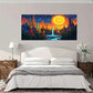 Fantasy Cityscape Modern Wall Art Canvas Office Home Room Framed 80x45cm
