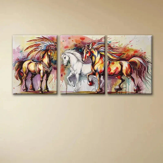 3pcs Vibrant Colors & Dynamic Brushstrokes Metal Print Ready to Hang Art
