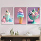 3pcs Vibrant Ice Cream Colorful Dessert  Metal Print Ready to Hang Art
