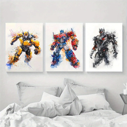 3pcs Watercolor Transformer Dormitory Decoration Metal Print Ready to Hang Art