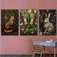 3pcs Fox Butterfly & Rabbit Designs with Floral Metal Print Ready to Hang Art