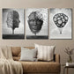 3pcs Black and White Abstract Tree Metal Print Ready to Hang Art