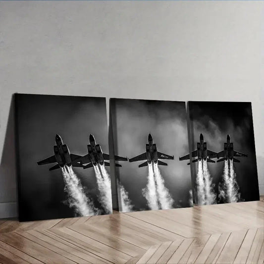 3pcs  The jet plane is in the sky Wall Art Set Canvas Framed 40x60cm - High Quality Print 100% Australian Made Wall Canvas Ready to Hang