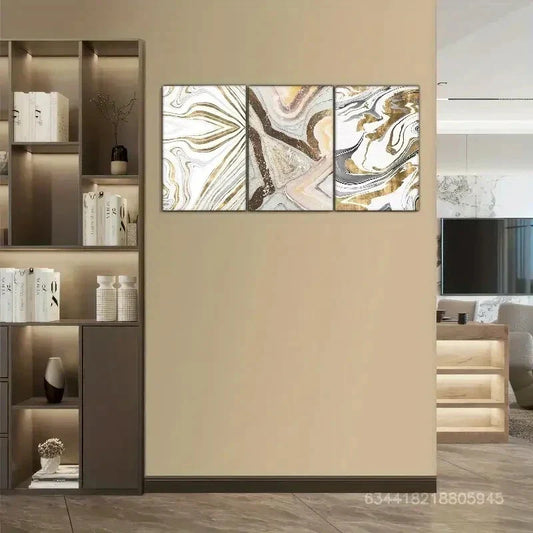 3pcs Living Artistic Highlight, Abstract lines Metal Print Ready to Hang Art