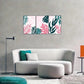 3pcs Green and Pink Leaves Decorative Poster Metal Print Ready to Hang Art
