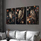 3pcs Colorful Dahlia & Owl Illustrations Wall Art Set Canvas Framed 40x60cm - High Quality Print 100% Australian Made Wall Canvas Ready to Hang
