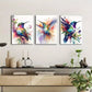 3pcs Watercolor Hummingbird & Flowers Canvas Framed 40x60cm - High Quality Print 100% Australian Made Wall Canvas Ready to Hang