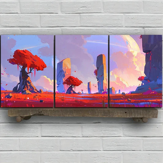 3pcs Surreal Mangroves & Dreamy Sky Metal Print Ready to Hang Art