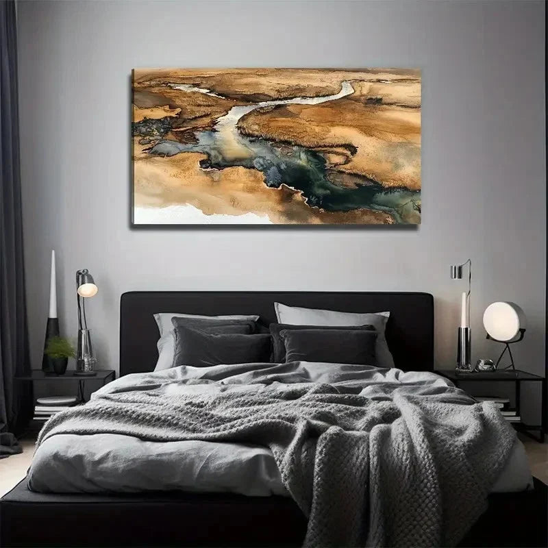 Winding River Perfect Wall Art Canvas Office Home Room Framed 80x45cm