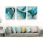 3pcs Painting Abstract Teal Metal Print Ready to Hang Art
