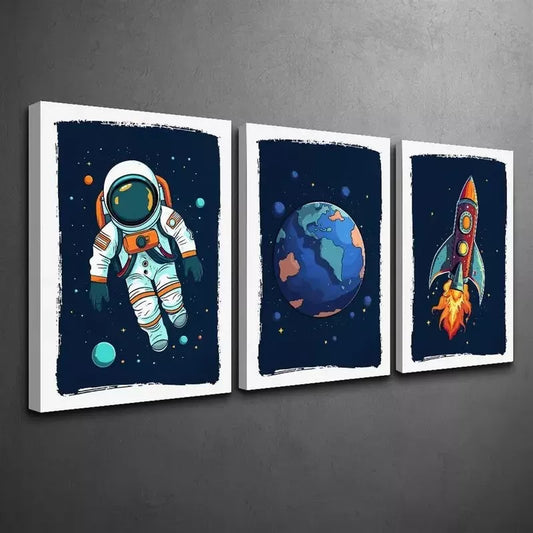 3pcs Space Themed Canvas Framed 40x60cm - High Quality Print 100% Australian Made Wall Canvas Ready to Hang