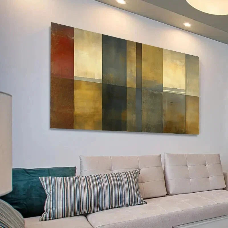Vertical Stripes Golden Reflect Wall Art Canvas Office Home Room Framed 120x60cm