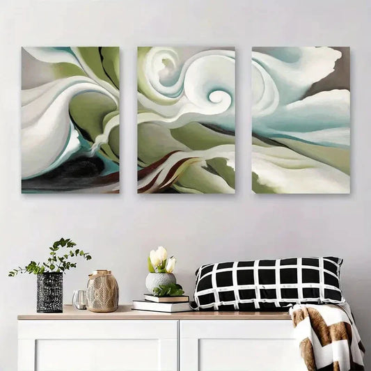 3pcs Swirling Waves, Modern Minimalist Metal Print Ready to Hang Art