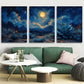 3pcs Agave Plant Under Starry Desert Night Sky Metal Print Ready to Hang Art