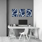 3pcs  Blue Abstract Geometric   Metal Print Ready to Hang Art