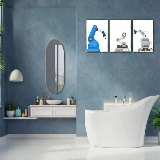 3pcs Robot Engineering Robot Robot Arm Metal Print Ready to Hang Art