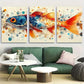 3pcs Unique Fish Illustration for Beach Design Metal Print Ready to Hang Art