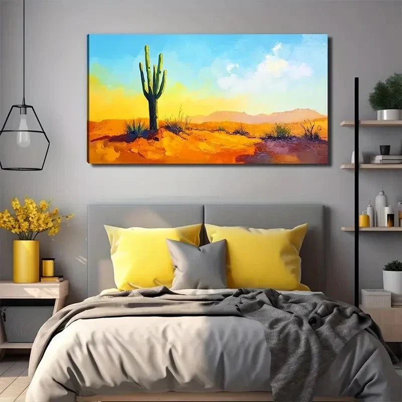 Vibrant Cactus Bohemian Wall Art Canvas Office Home Room Framed 120x60cm