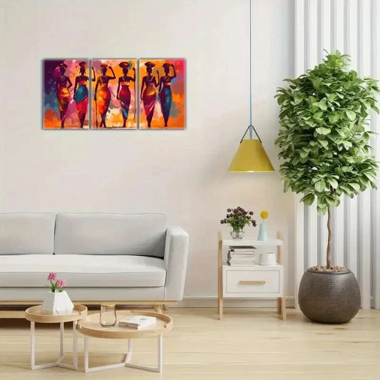 3pcs Vibrant African American Culture Colorful Metal Print Ready to Hang Art