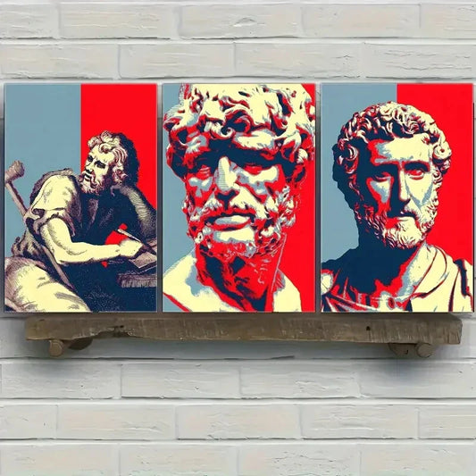 3pcs Celebrity Sculpture Retro Posters Art Metal Print Ready to Hang Art