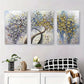 3pcs Abstract Metallic Floral Tree Triptych Metal Print Ready to Hang Art