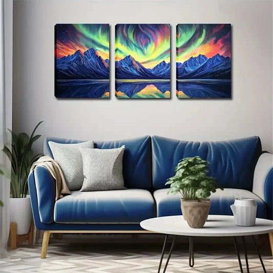 3pcs Geometric Painting Peaks Sharp Natural Style Wall Art Set Canvas Framed 40x60cm - High Quality Print 100% Australian Made Wall Canvas Ready to Hang