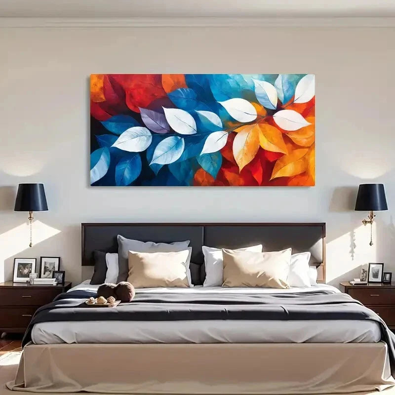 Abstract Colorful Leaves Modern Wall Art Canvas Office Home Room Framed 120x60cm