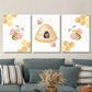 3pcs Cute Cartoon Bees &amp; Sunflower Metal Print Ready to Hang Art