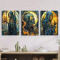 3pcs Modern Horror Themed Ink Painting Metal Print Ready to Hang Art
