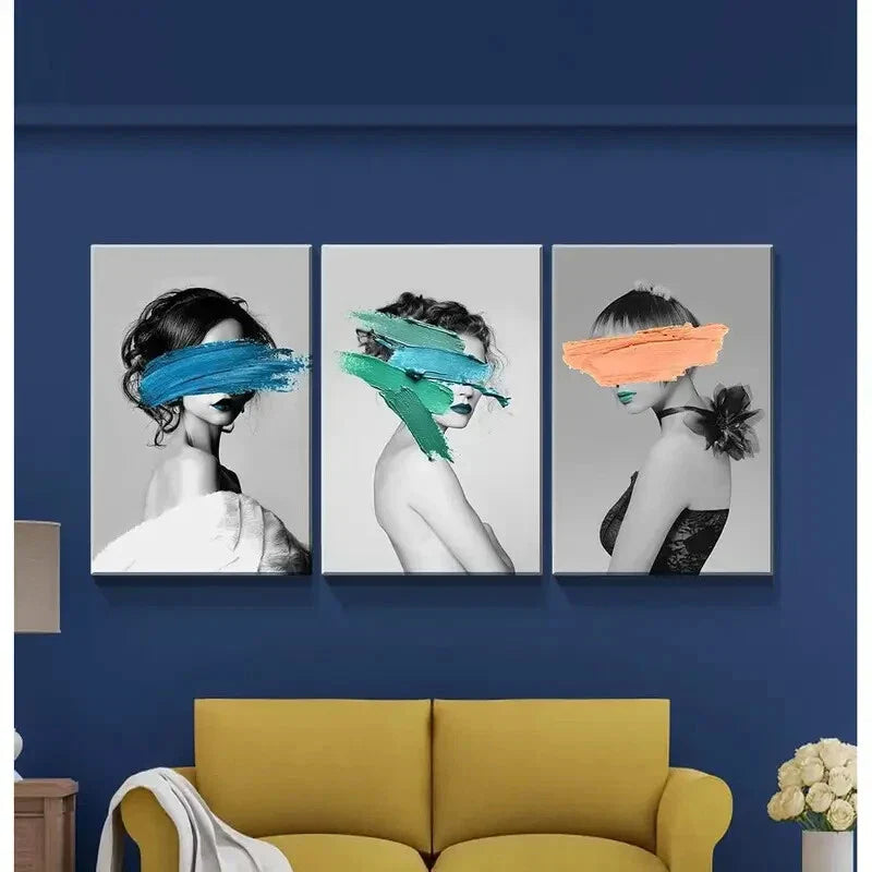 3pcs Art Creative Character Pictures Metal Print Ready to Hang Art