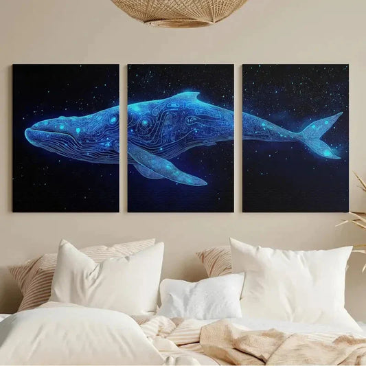 3pcs Abstract Whale Sea Animals Painting Metal Print Ready to Hang Art