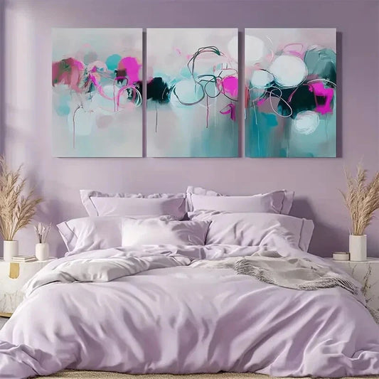 3pcs Abstract Minimalist Abstract Colorful Metal Print Ready to Hang Art