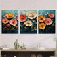 3pcs Colorful Poppy & Daisy Design Metal Print Ready to Hang Art