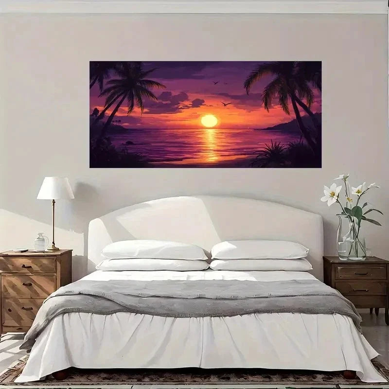 Vibrant Sunset Design Modern Wall Art Canvas Office Home Room Framed 120x60cm
