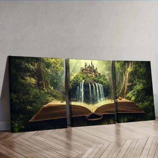 3pcs Book scenery  Wall Art Set Canvas Framed 40x60cm - High Quality Print 100% Australian Made Wall Canvas Ready to Hang