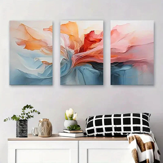 3pcs Abstract Fluid Soft Gradient Color Metal Print Ready to Hang Art