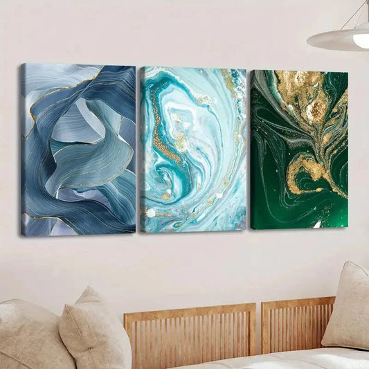 3pcs Modern Simple Nordic Style Abstract Green Wall Art Set Canvas Framed 40x60cm - High Quality Print 100% Australian Made Wall Canvas Ready to Hang