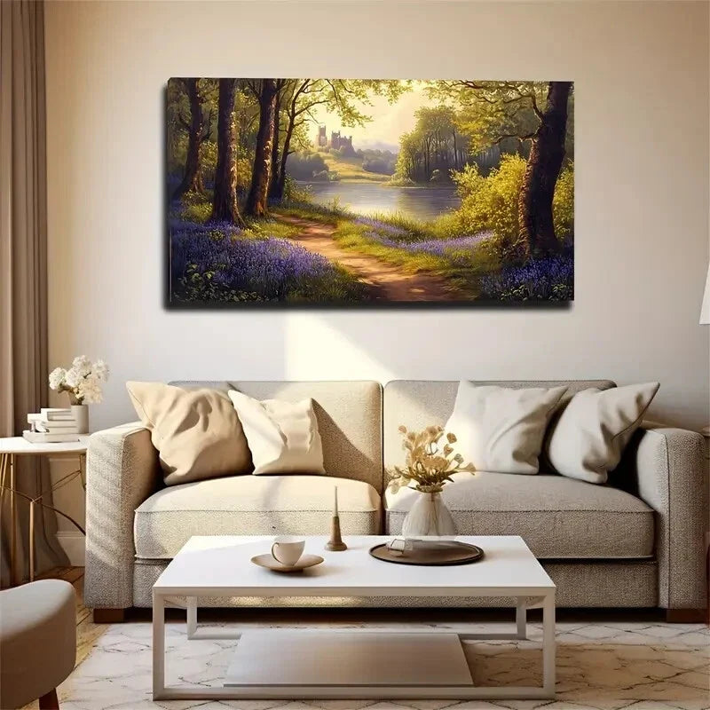 On The Opposite Side The Lake Wall Art Canvas Office Home Room Framed 120x60cm