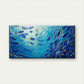 Vibrant Blue Sea Yellow Croaker Wall Art Canvas Office Home Room Framed 80x45cm