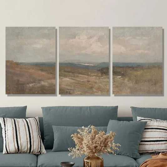 3pcs  Vintage beach painting, seascape  Metal Print Ready to Hang Art