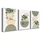 3pcs Modern Abstract Boho-Chic Sage Green Plant Wall Art Set Canvas Framed 40x60cm - High Quality Print 100% Australian Made Wall Canvas Ready to Hang