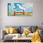 White Horse Crossing Obstacle Wall Art Canvas Office Home Room Framed 120x60cm