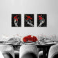 3pcs Gothic Skeleton with Red Roses Metal Print Ready to Hang Art