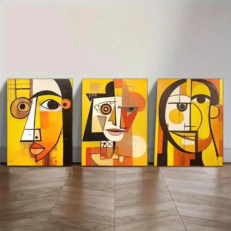 3pcs Modern Abstract Portrait Space Art Prints Metal Print Ready to Hang Art