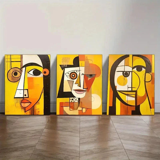 3pcs Modern Abstract Portrait Space Art Prints Metal Print Ready to Hang Art