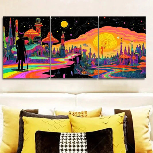 3pcs  "Strange Place (2)"Wall Art Set Canvas Framed 40x60cm - High Quality Print 100% Australian Made Wall Canvas Ready to Hang