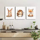 3pcs Fox, Hedgehog & Bunny Canvas Framed 40x60cm - High Quality Print 100% Australian Made Wall Canvas Ready to Hang