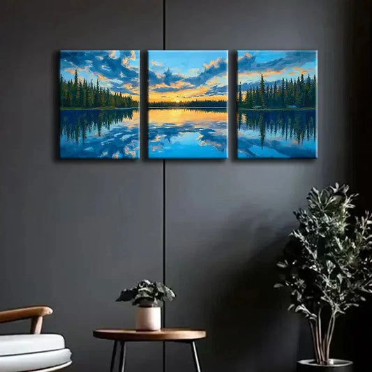 3pcs Colorful Lakes of Alaska Scenery Perfect Wall Art Set Canvas Framed 40x60cm - High Quality Print 100% Australian Made Wall Canvas Ready to Hang